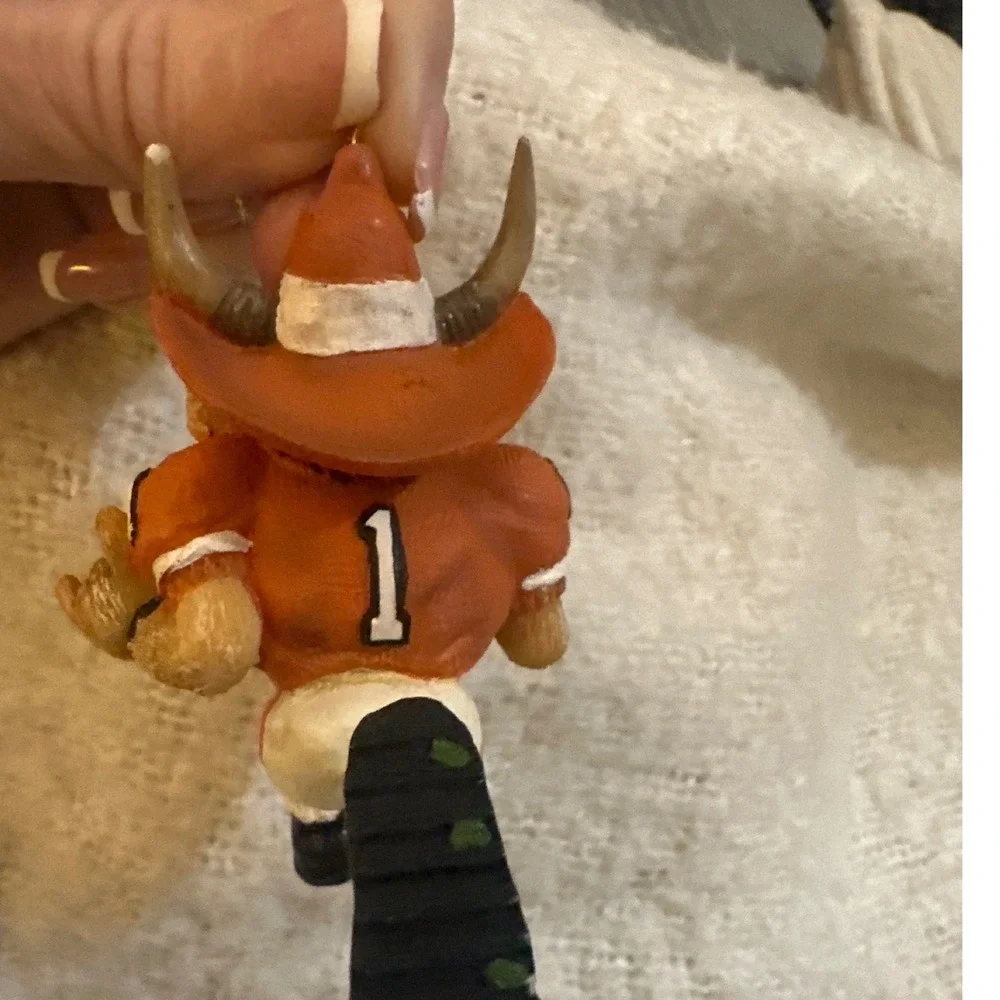 Texas Football Jersey Mascot Longhorn Bevo Bull Christmas‎ Ornament Orange White